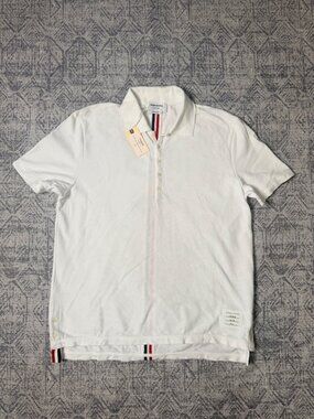 Thom Browne White Classic Pique RWB Stripe Polo Shirt